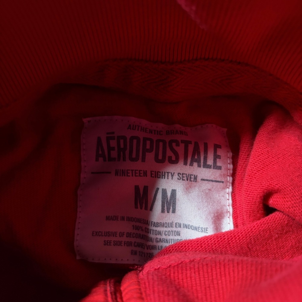 Aeropostale Mens Red Aero New York Est 1987 Long Sleeve Pullover Sweatshirt M - Picture 3 of 5